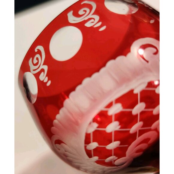 Vtg EGERMANN Ruby Wine Glass Stag Red Staining Bohemian Baroque 2.5x4.5" - Picture 16 of 16